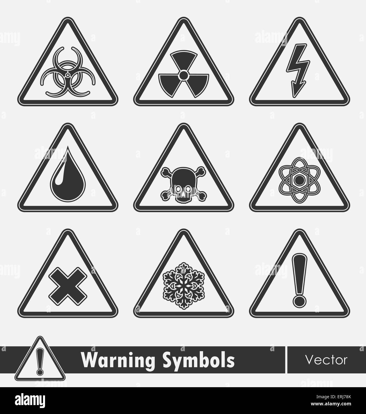 Icon set of warning symbols. Vector eps8. Stock Vector