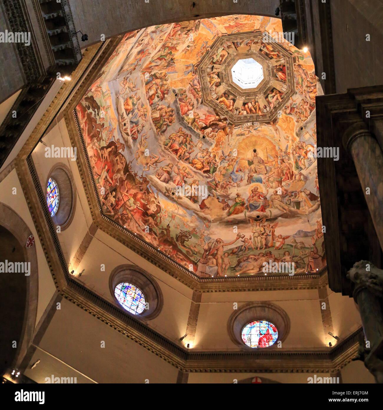 Dome fresco by Giorgio Vasari and Federico Zuccari. Cathedral of Santa Maria del Fiore, Florence / Duomo di Firenze. Die Kuppelfresken Dom von Florenz Stock Photo