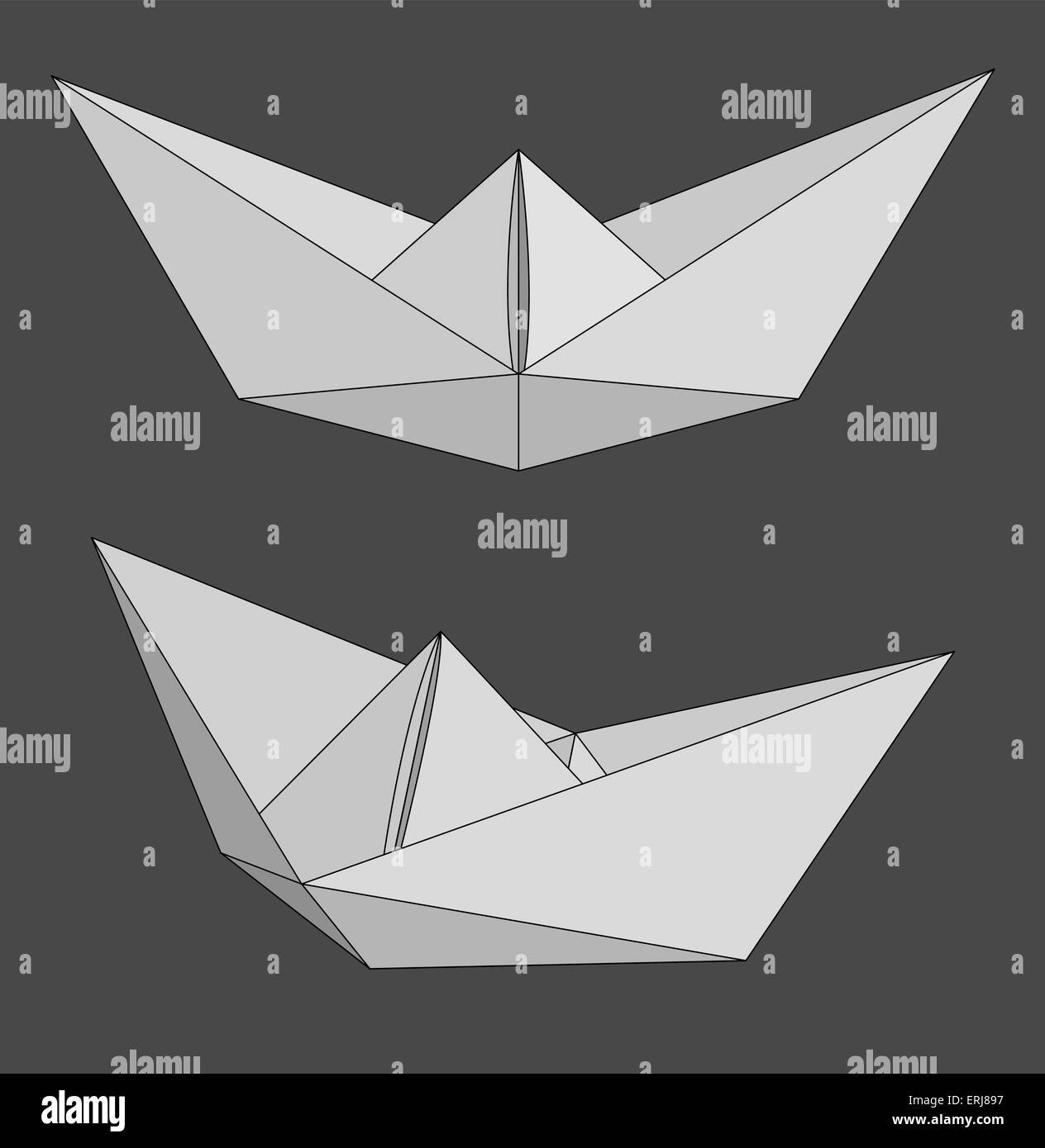 Set of paper ships isolated over gray background. Vector eps 8. Stock Vector