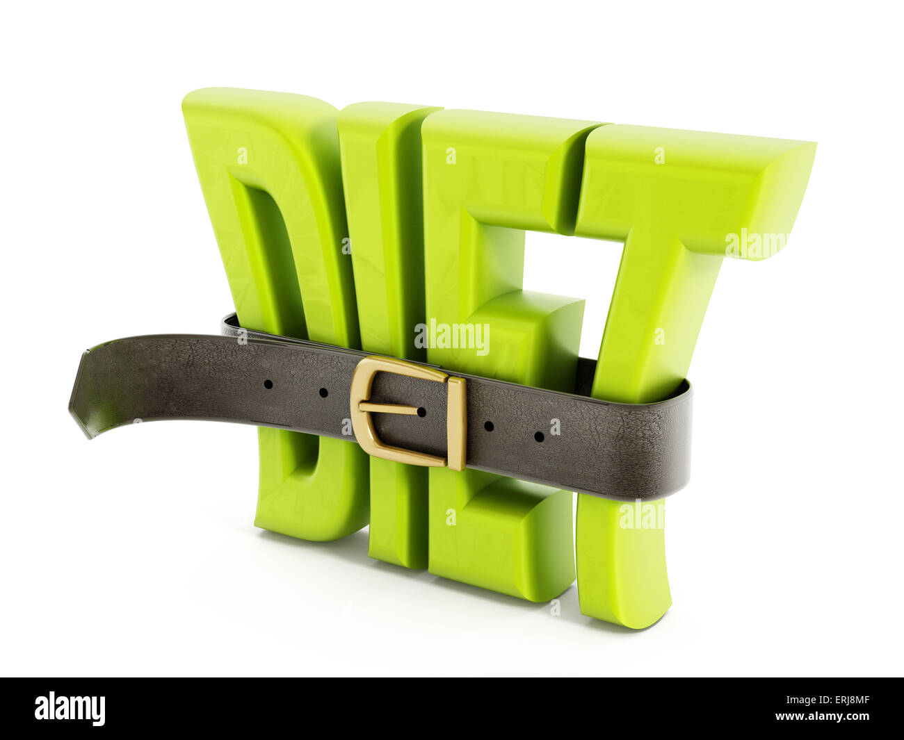 Belt and diet word isolated on white background. Stock Photo