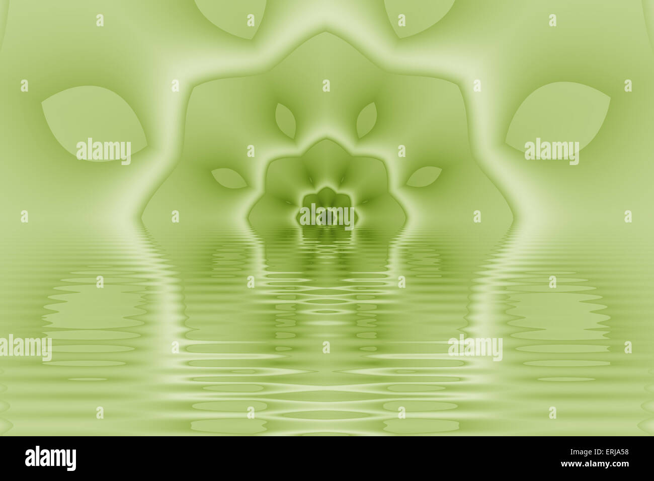 illustration of stylized flowers and leafs with ripples in green color ...
