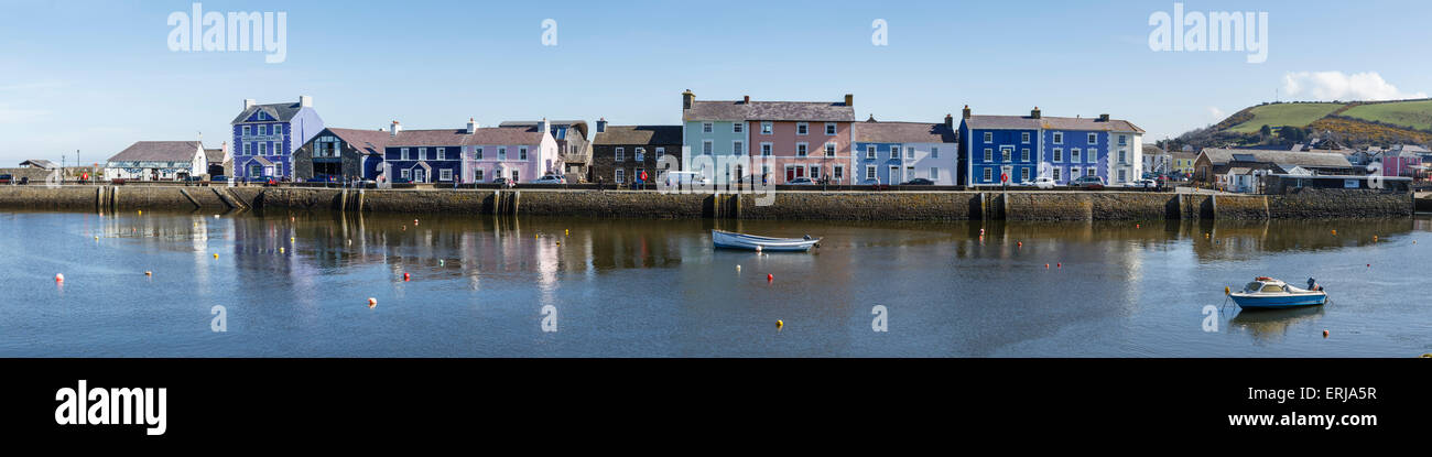 Panorama of the harbour at Aberaeron, Ceredigion, Wales Stock Photo