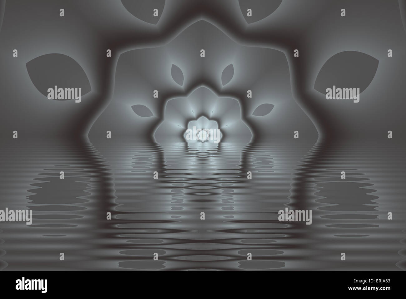 illustration of stylized flowers and leafs with ripples in high ...