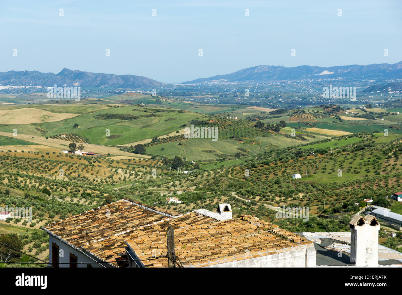 Pantile roofs in Alozaina, Andalusia, Spain Stock Photo