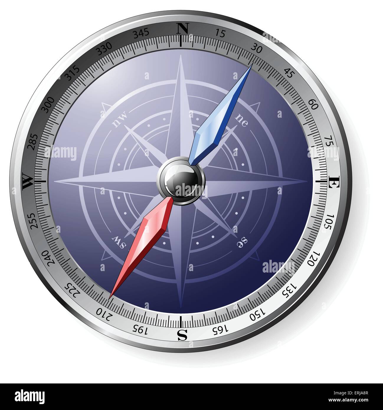 Steel detailed compass isolated on white Stock Vector
