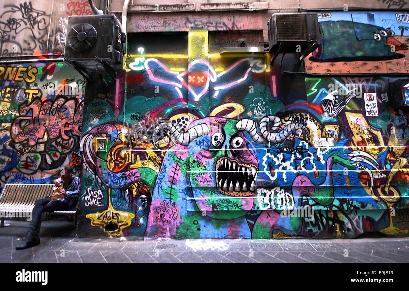 Graffiti lanes, Melbourne Australia Stock Photo