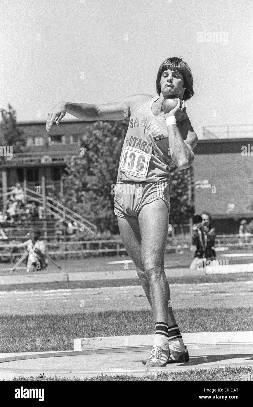 Bruce Jenner competing in the decathlon at he1976 US Olympic Track and
