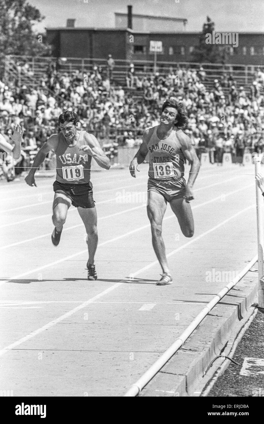 Bruce Jenner competing in the decathlon at he1976 US Olympic Track and