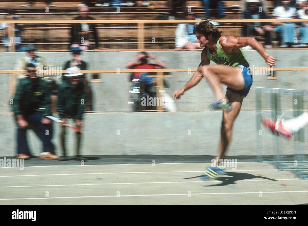 Bruce Jenner competing in the decathlon at he1976 US Olympic Track and