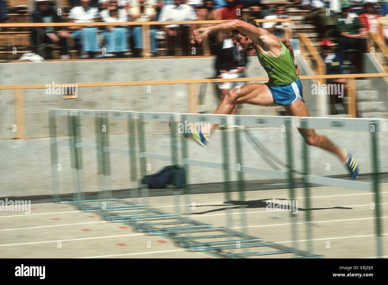 Bruce Jenner competing in the decathlon at he1976 US Olympic Track and
