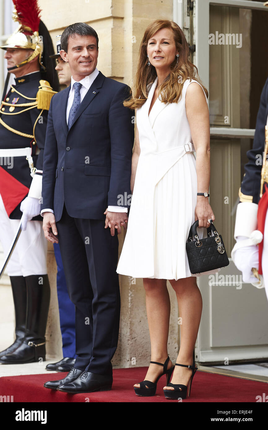Paris, Spain. 3rd June, 2015. King Felipe VI of Spain and Queen Letizia of Spain attend a Lunch with Prime Minister of France Manuel Valls and wife, Anne Gravoin at Hotel Matignon on June 3, 2015 in Paris © Jack Abuin/ZUMA Wire/Alamy Live News Stock Photo
