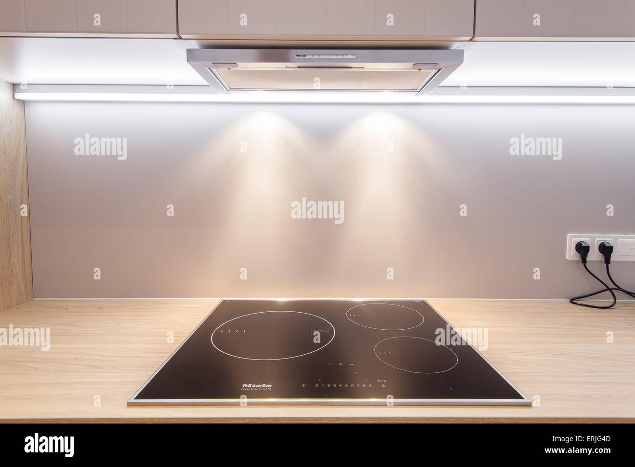 Modern Induction cooking heats Stock Photo