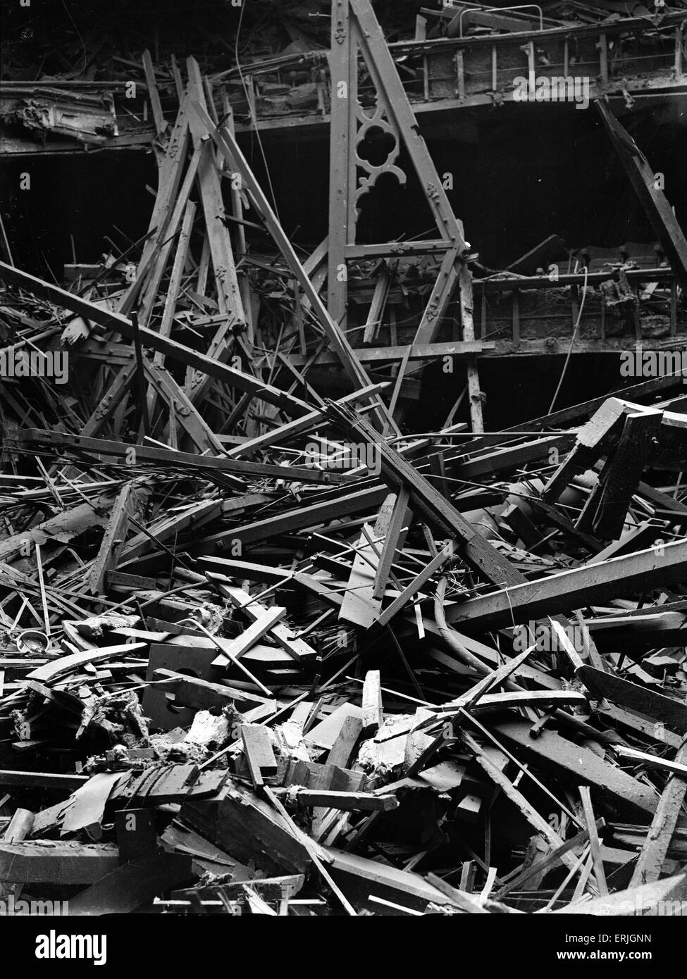 The Prince of Wales Theatre, Broad Street, Birmingham,  was a casualty of one of the first air raids over Birmingham when it took a direct hit on the 9th of April 1941, completely destroying the auditorium and interior. Pictured 10th April 1941. Stock Photo
