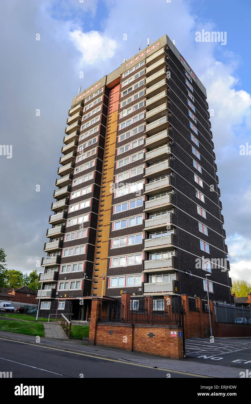 Modern apartment tower block design, West Midland, UK Stock Photo