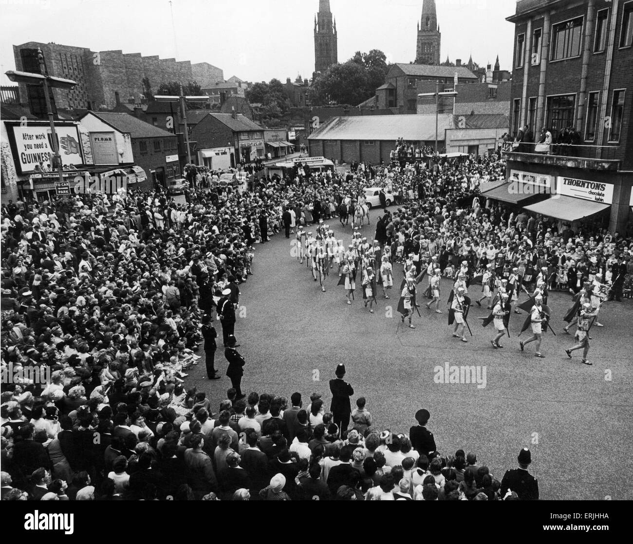 Coventry Pageant seen here parading through the centre of the city. 6th July 1962 Stock Photo