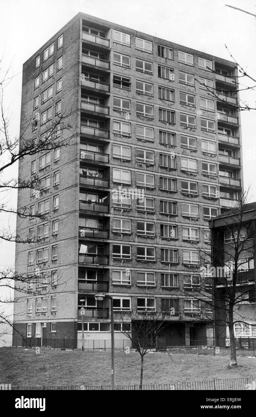 Kingsbridge Court, Harpurhey. Where a fire occured in the lift. 3rd May