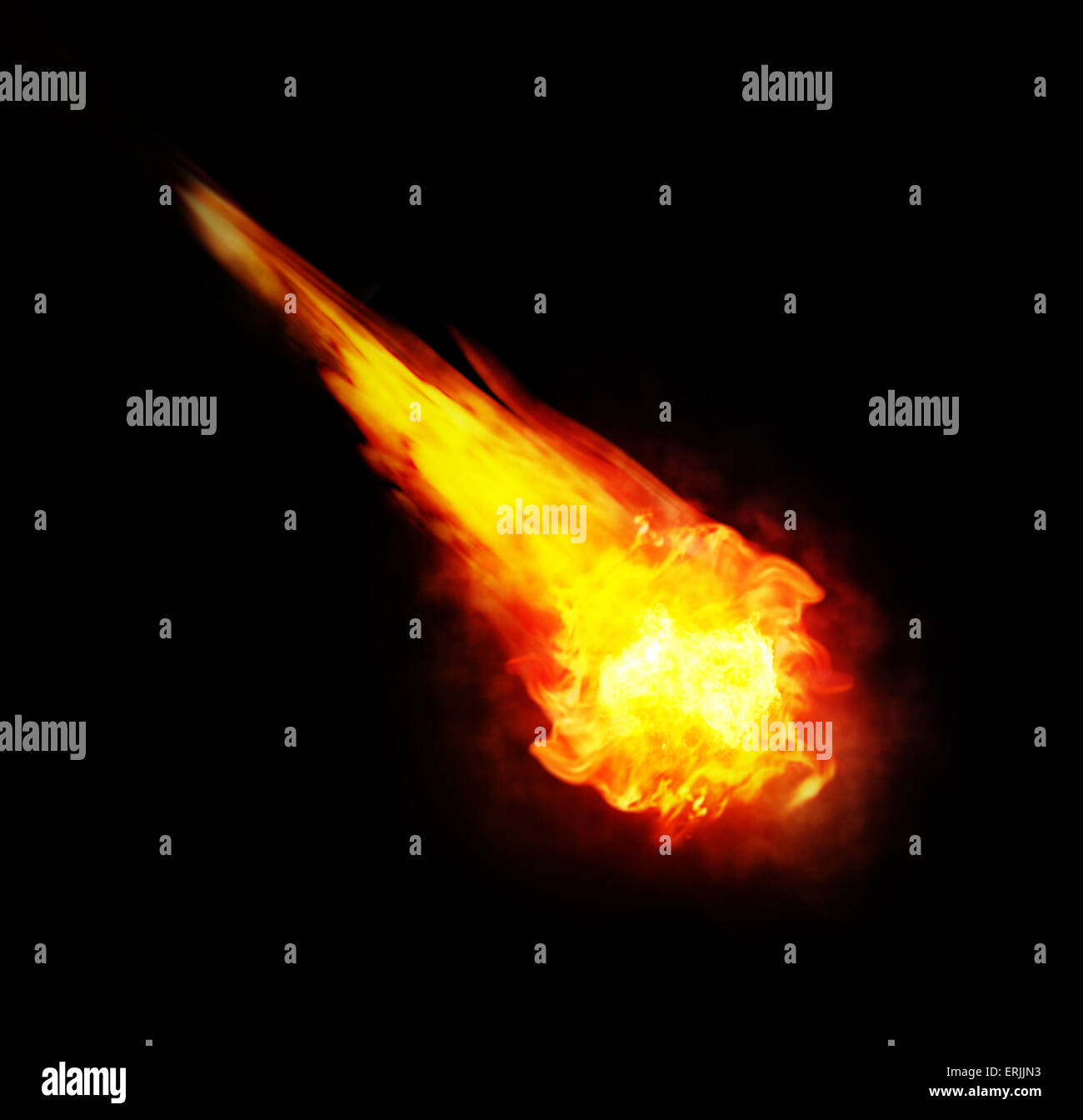 red and yellow ball of fire (fireball)  isolated on black background Stock Photo