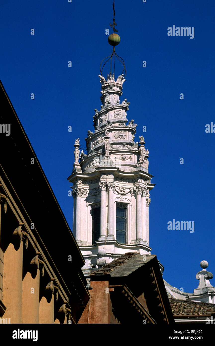 Italy, Rome, church of Sant'Ivo alla Sapienza, Borromini baroque bell tower Stock Photo