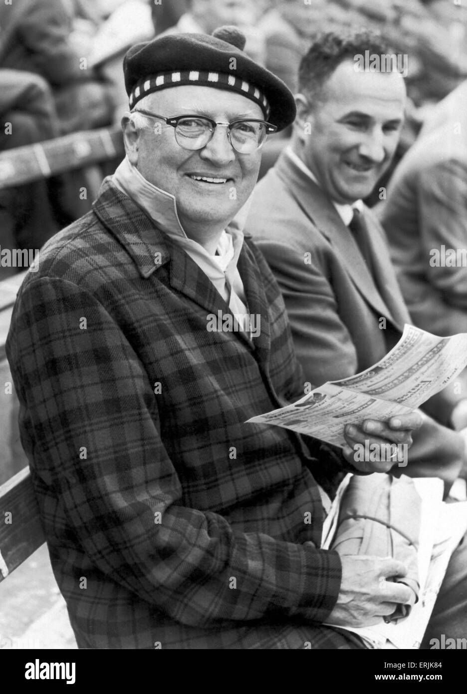 Australian cricket tour of England for the Ashes. England v Australia First Test match at Edgbaston. 69 year old Mr James Laurie from Niagra Falls Canada who has come to England for every Australia test series since the war. 10th June 1961. Stock Photo