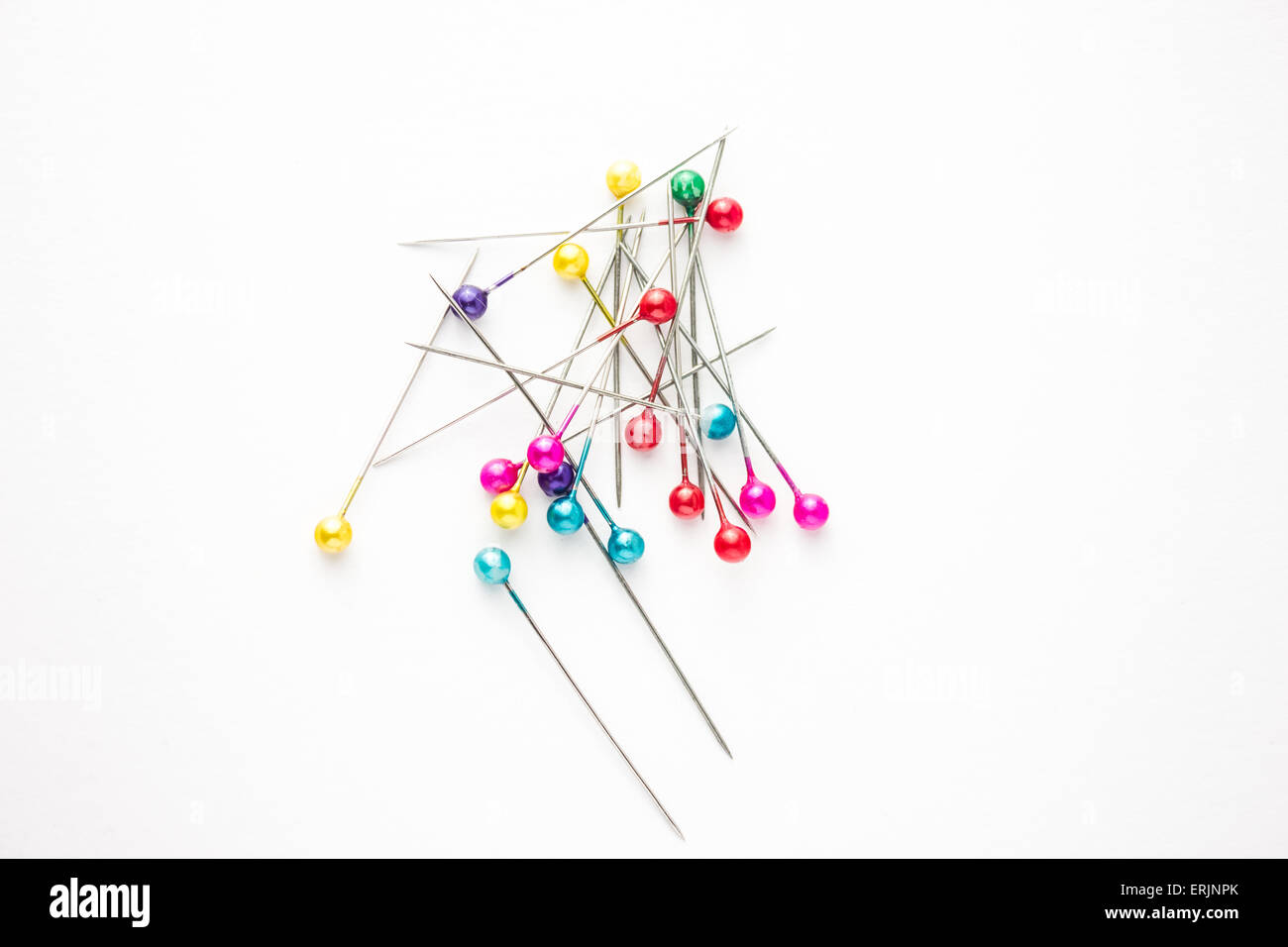 Colored Needles Pins Sewing On White Stock Photo 253264126