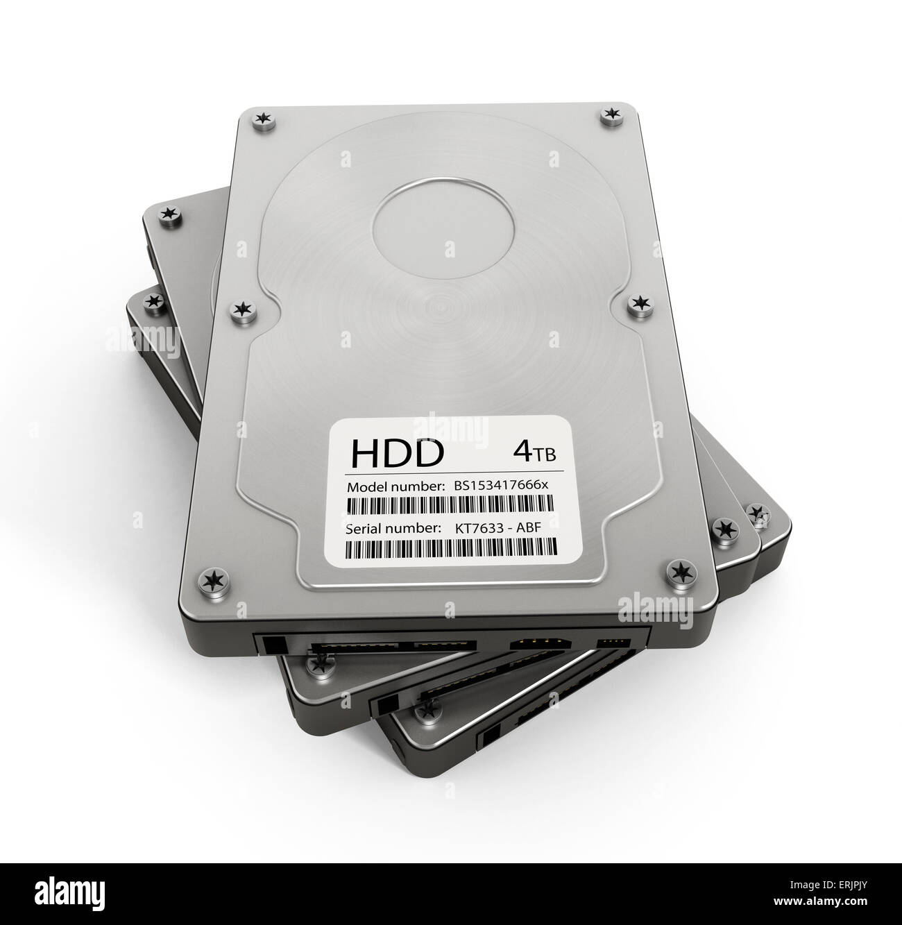 Stack of computer hard disk drive isolated on white background. Stock Photo