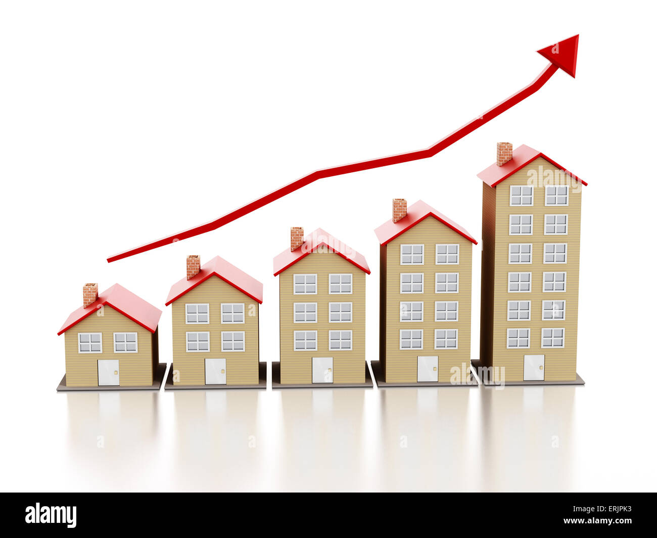 Rising housing market concept with multi-floor buildings. Stock Photo