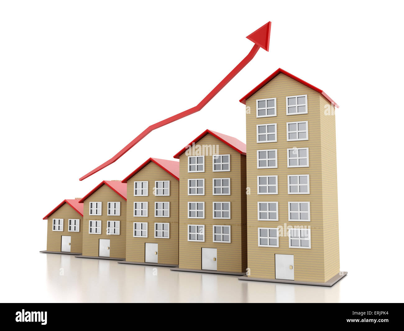 Rising housing market concept with multi-floor buildings. Stock Photo