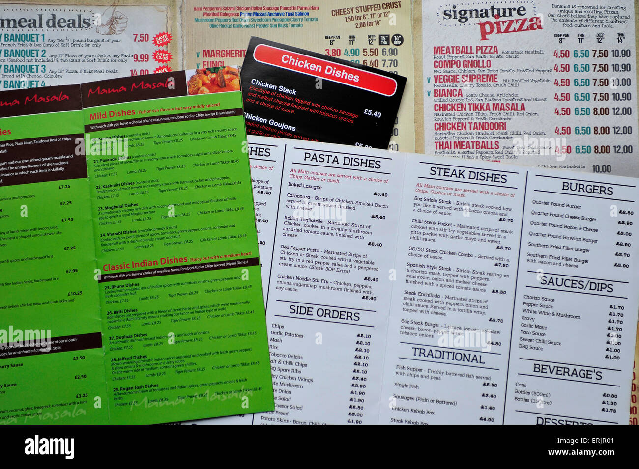 Takeaway menus Stock Photo