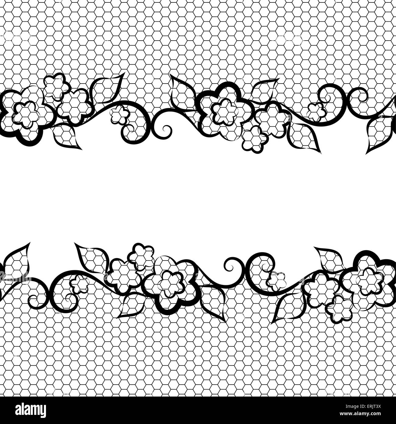 black lace on white background. Vector seamless background Stock Vector