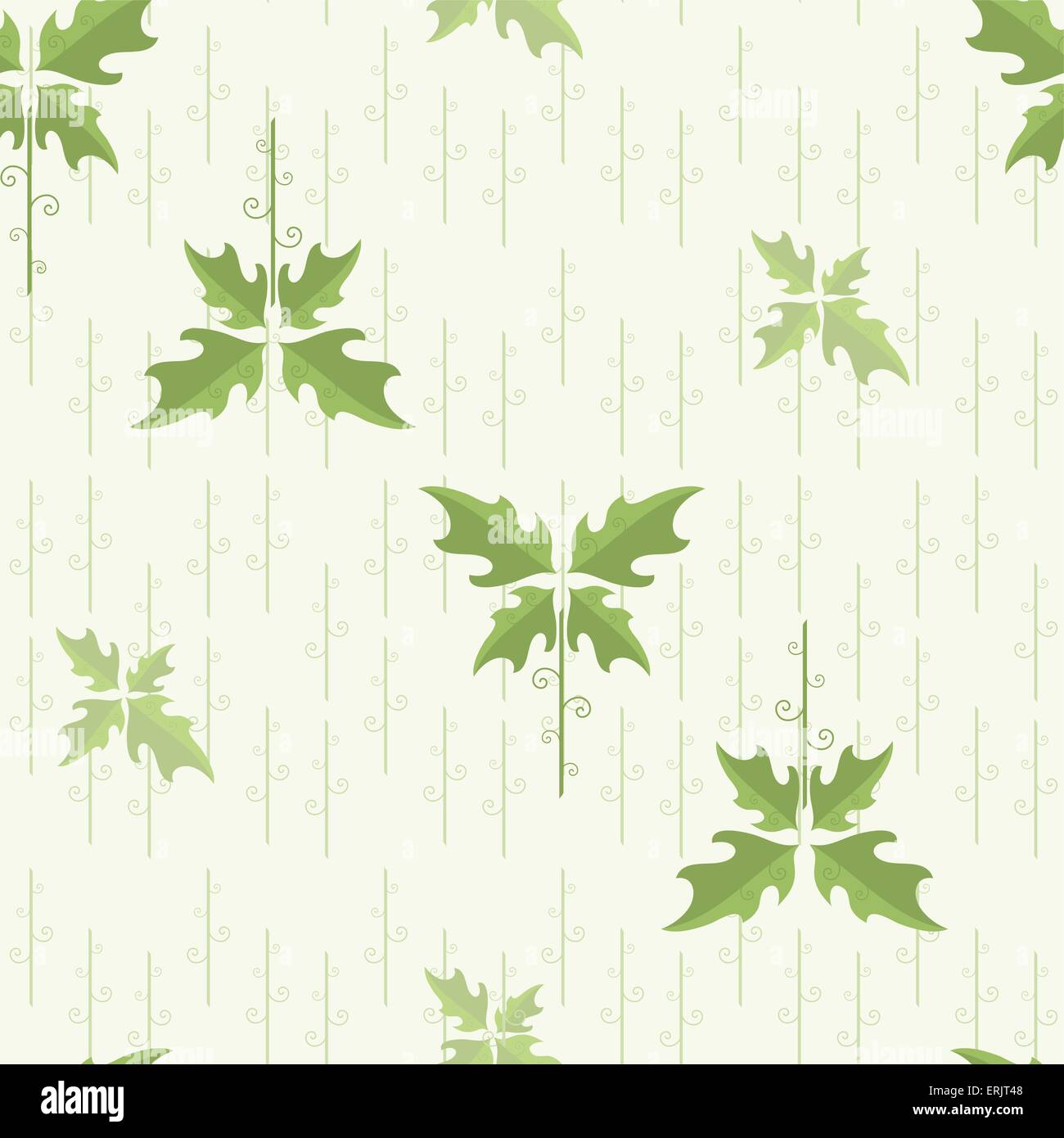 vector seamless floral pattern. Wallpaper with green leaves Stock ...
