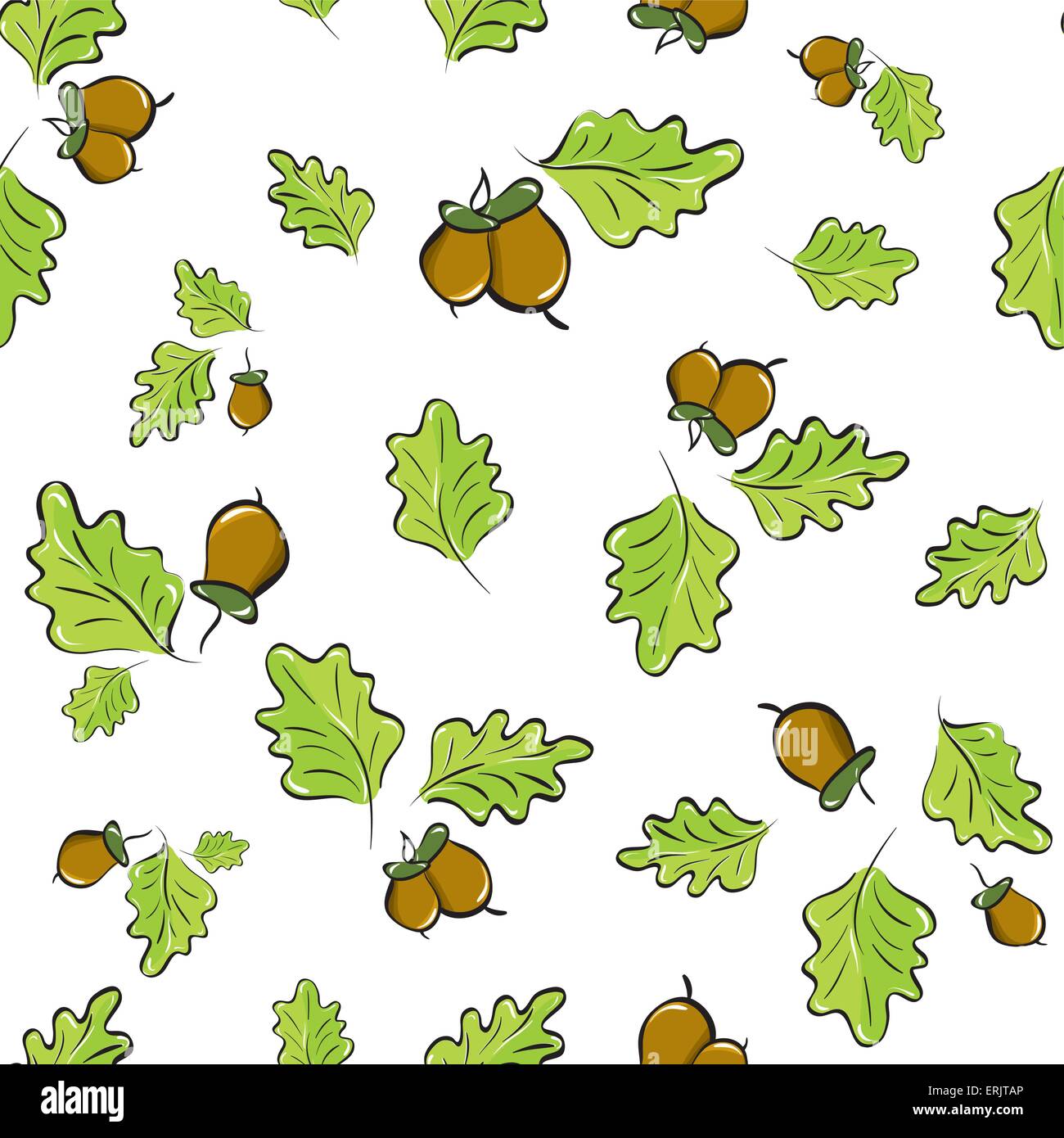 vector seamless background with oak leaves and acorns Stock Vector ...