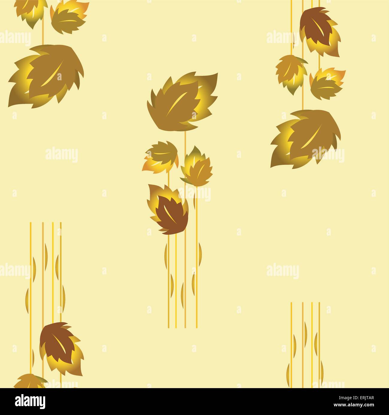 seamless wallpaper with autumn leaves on a yellow background Stock ...
