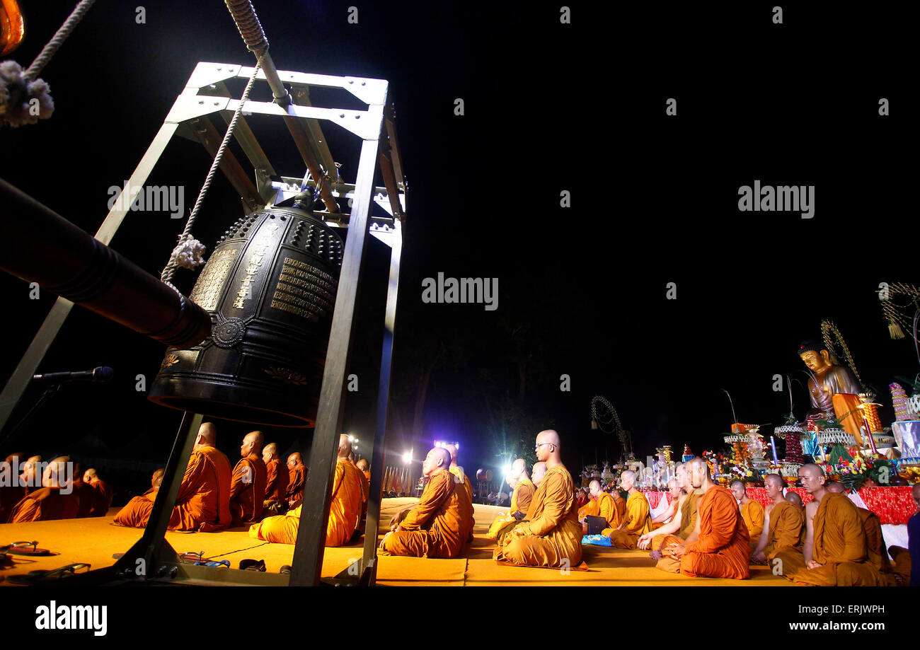 Magelang, Indonesia. 02nd June, 2015. Buddhist monks following the ...