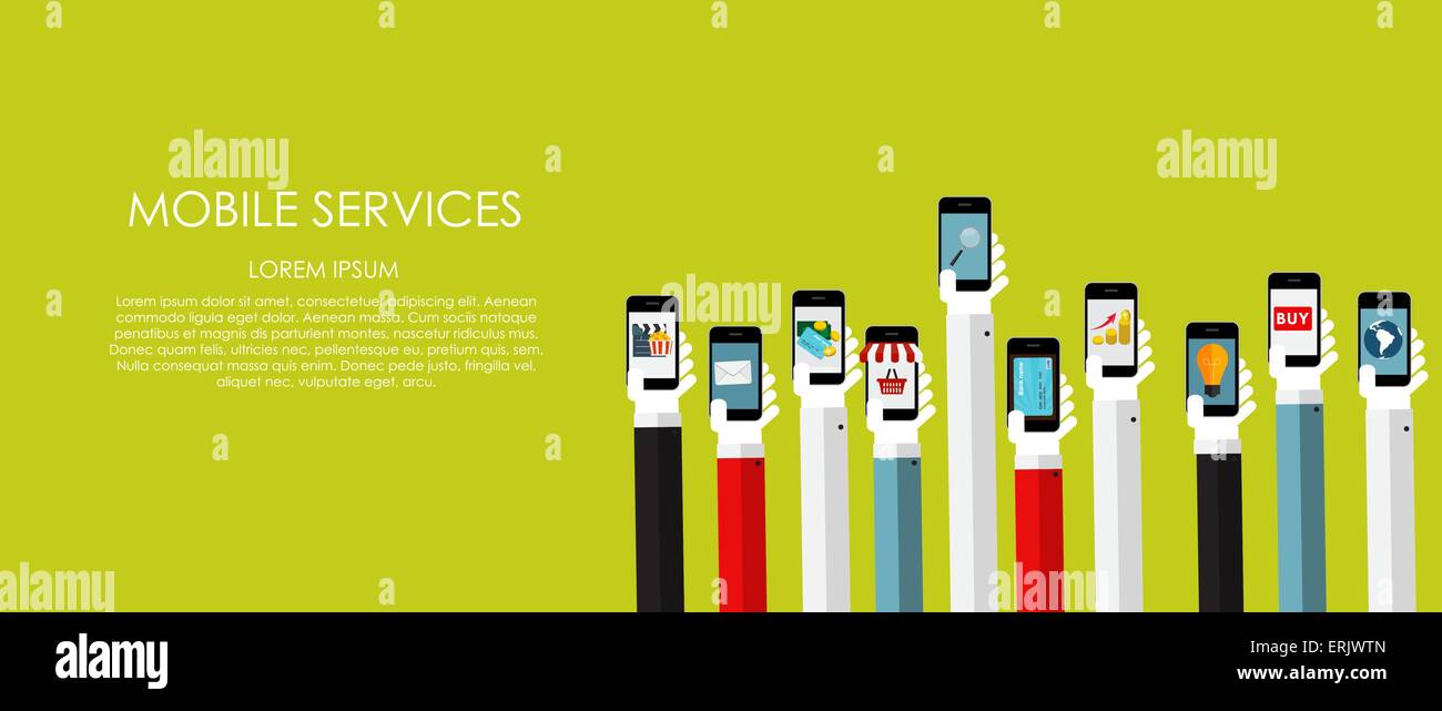 Mobile Service Backround Mobile Services Vector illustration. Flat computing background Stock ...