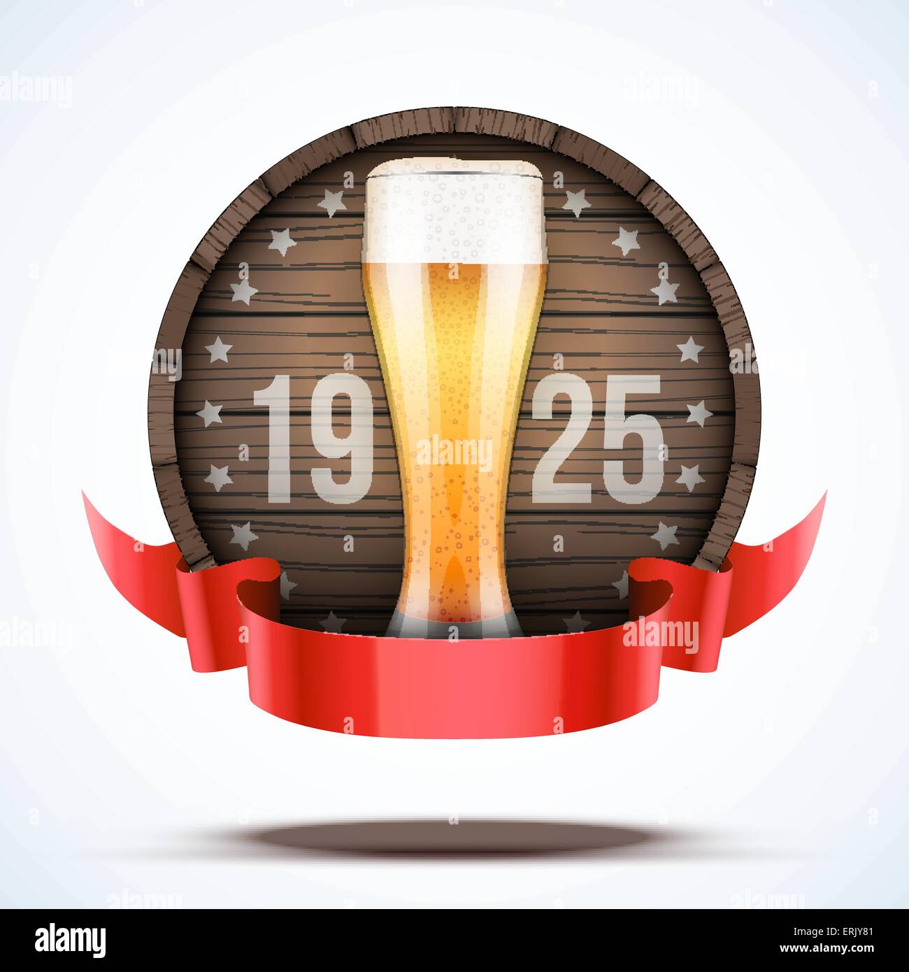 Label Beer barrel keg with beer glass and ribbon Stock Vector Image ...