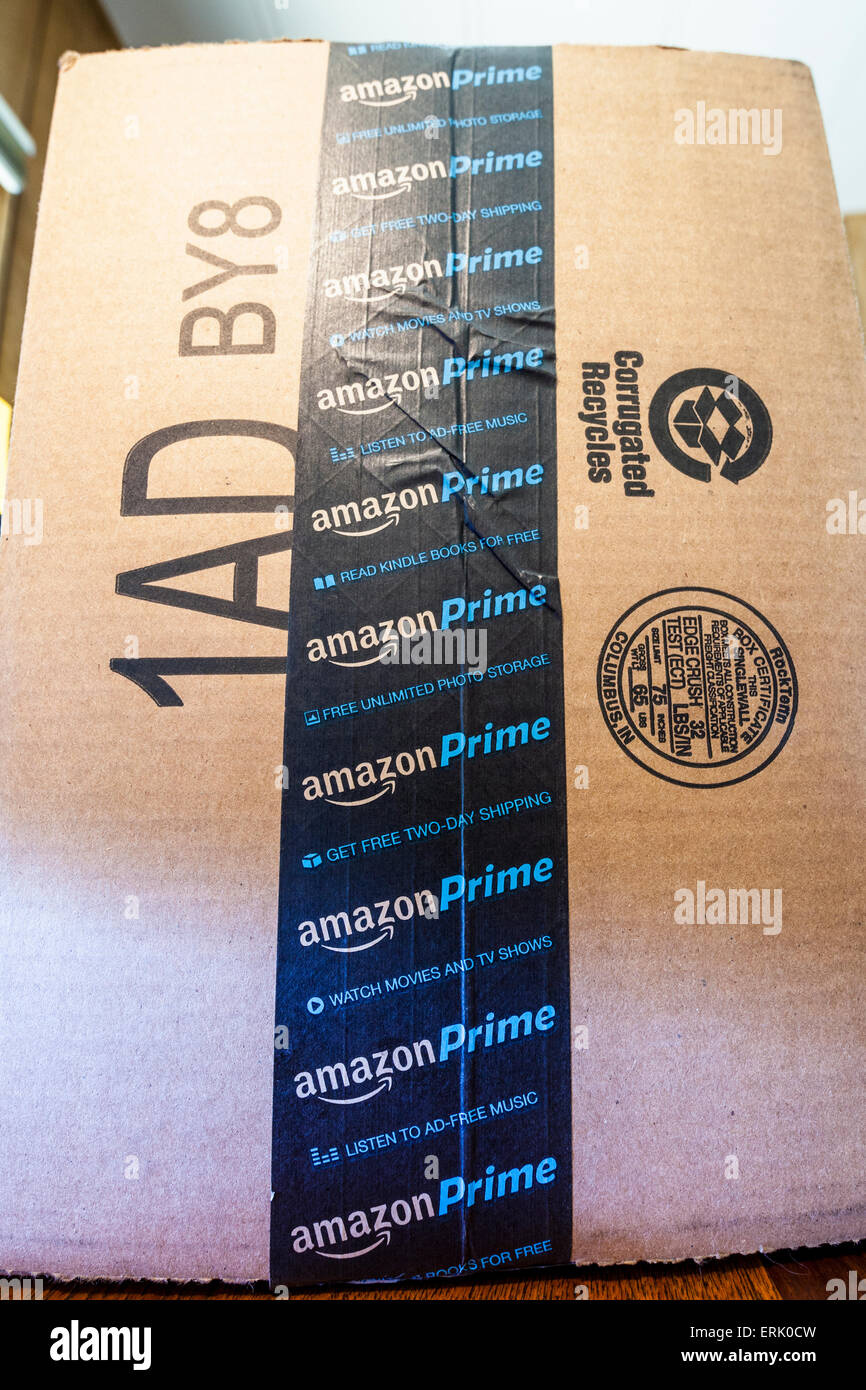 An Amazon Prime box Stock Photo