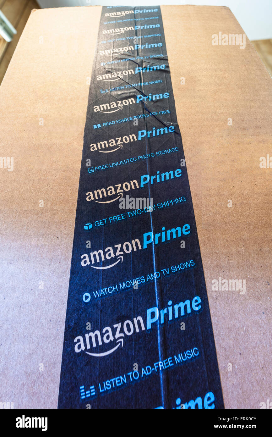 An Amazon Prime box Stock Photo