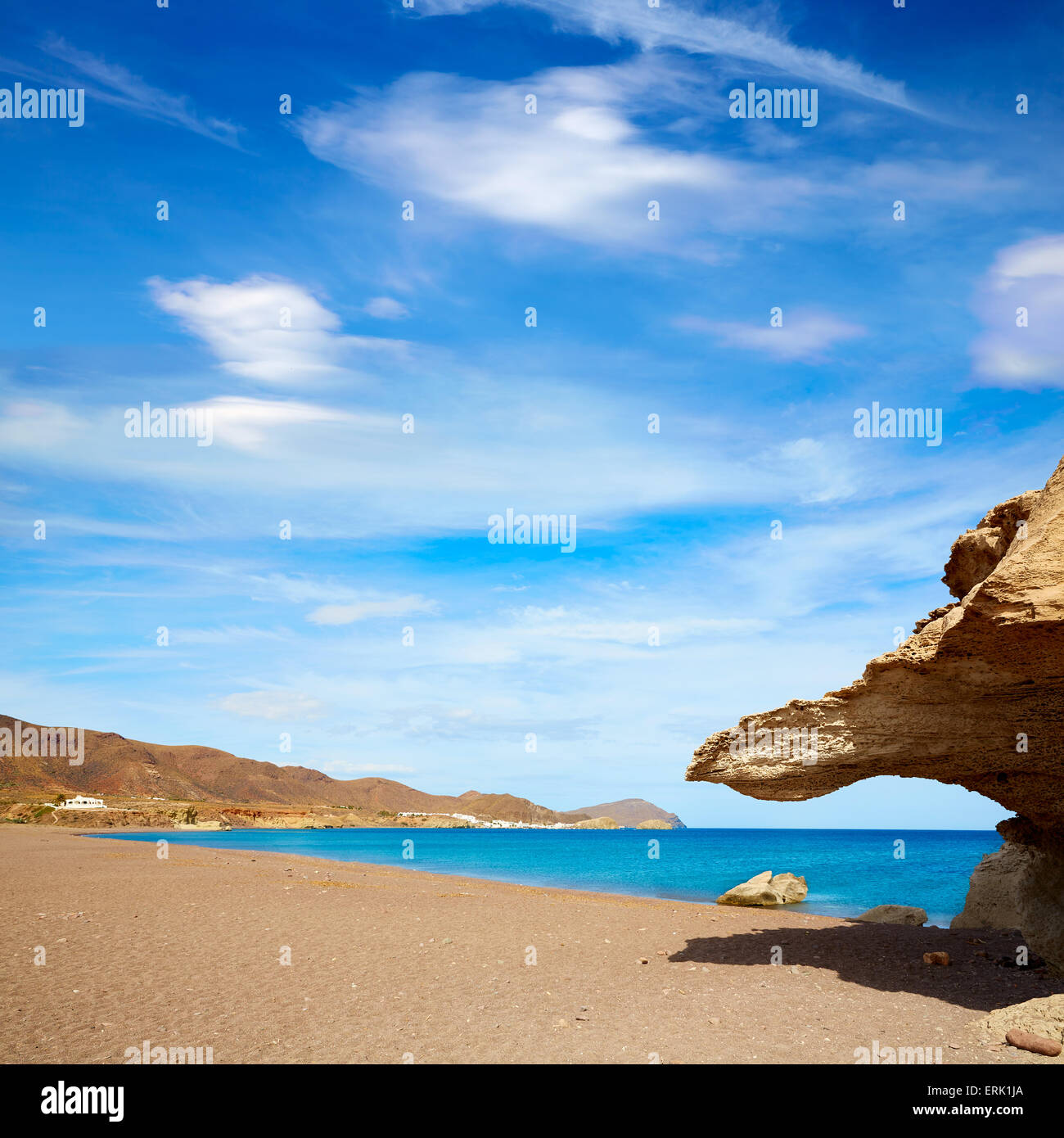 Almeria in Cabo de Gata Playa del Arco arch beach at Spain Stock Photo