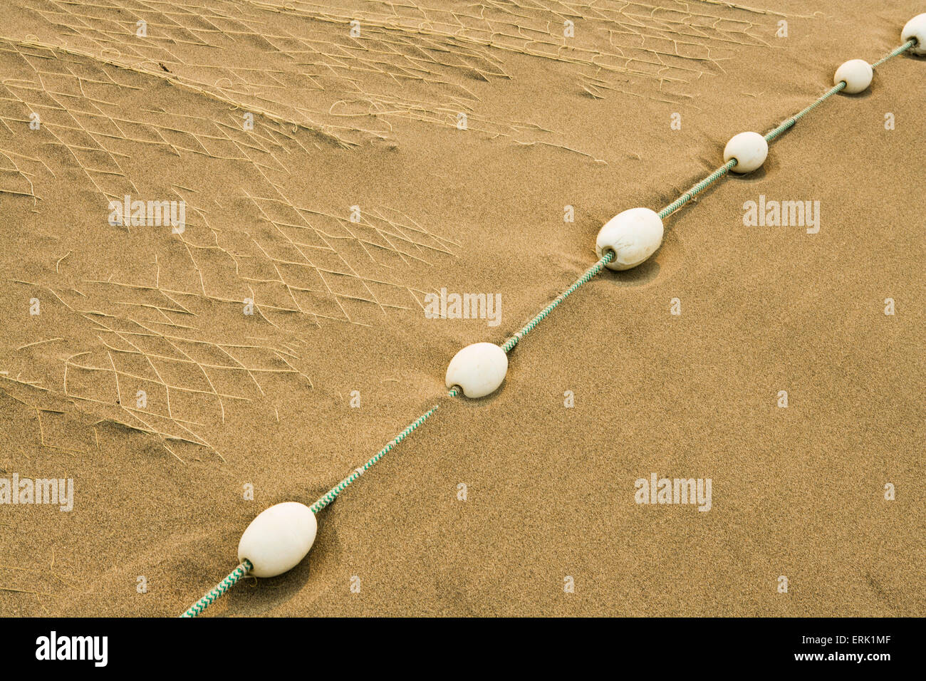 Salmon drift nets drying on the beach of the Kuskokwim river, Tuluksak