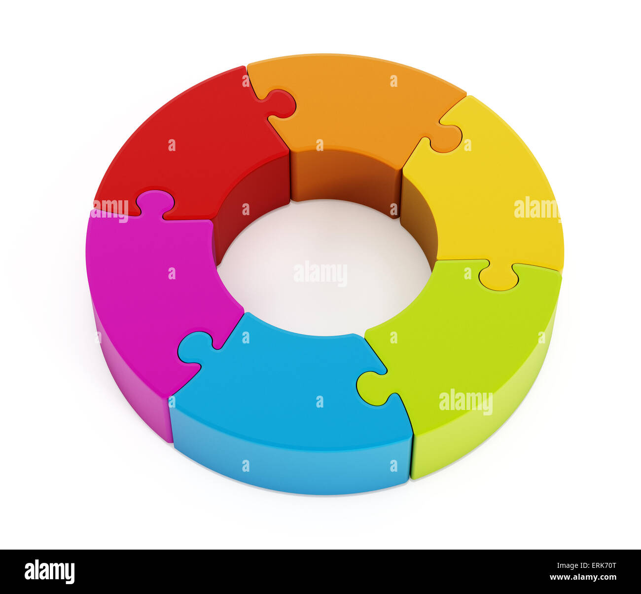 Jigsaw puzzle pieces attached to each other forming a circle Stock