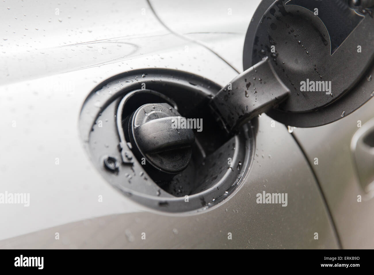 close up of car open fuel tank Stock Photo