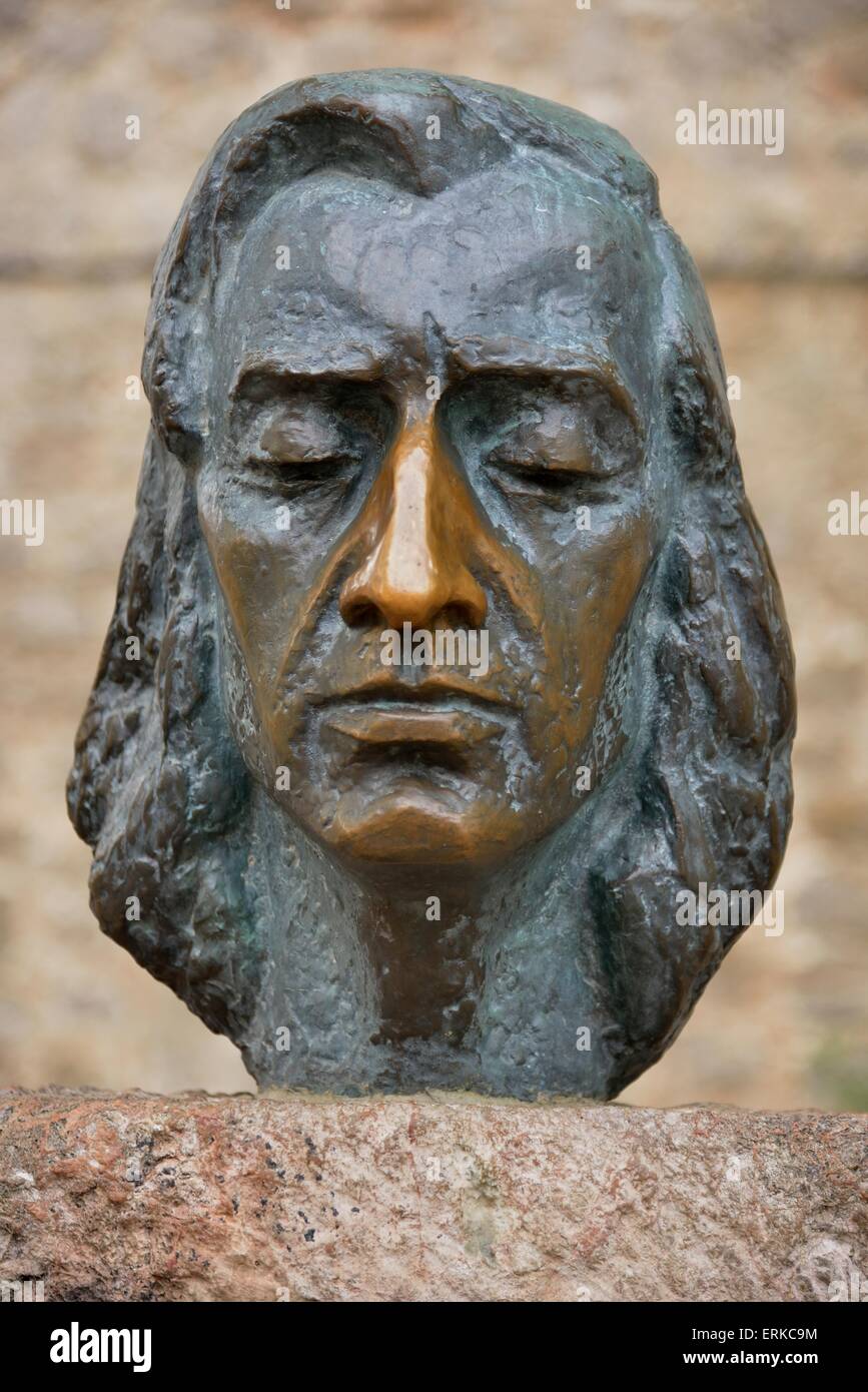 Bust of the Polish composer Frederic Chopin, Valldemossa, Majorca, Balearic Islands, Spain Stock Photo