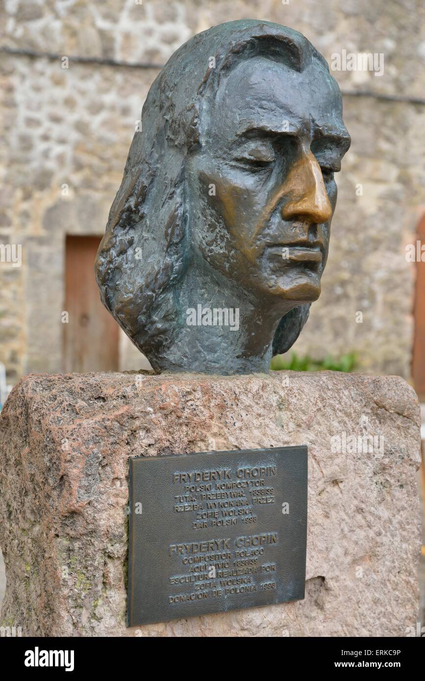 Bust of the Polish composer Frederic Chopin, Valldemossa, Majorca, Balearic Islands, Spain Stock Photo