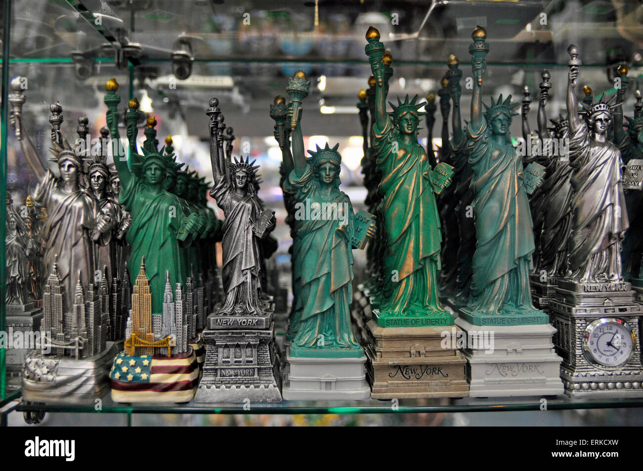 Statue of Liberty miniatures in shop, Manhattan, New York City, New