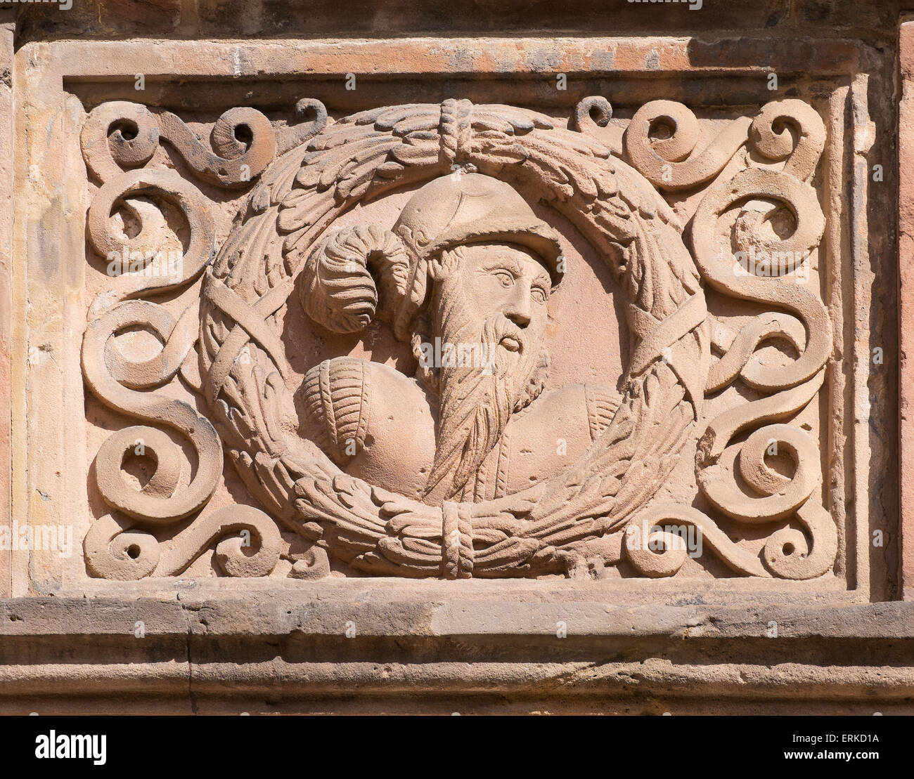 Renaissance relief, Plassenburg courtyard, Kulmbach, Upper Franconia, Franconia, Bavaria, Germany Stock Photo