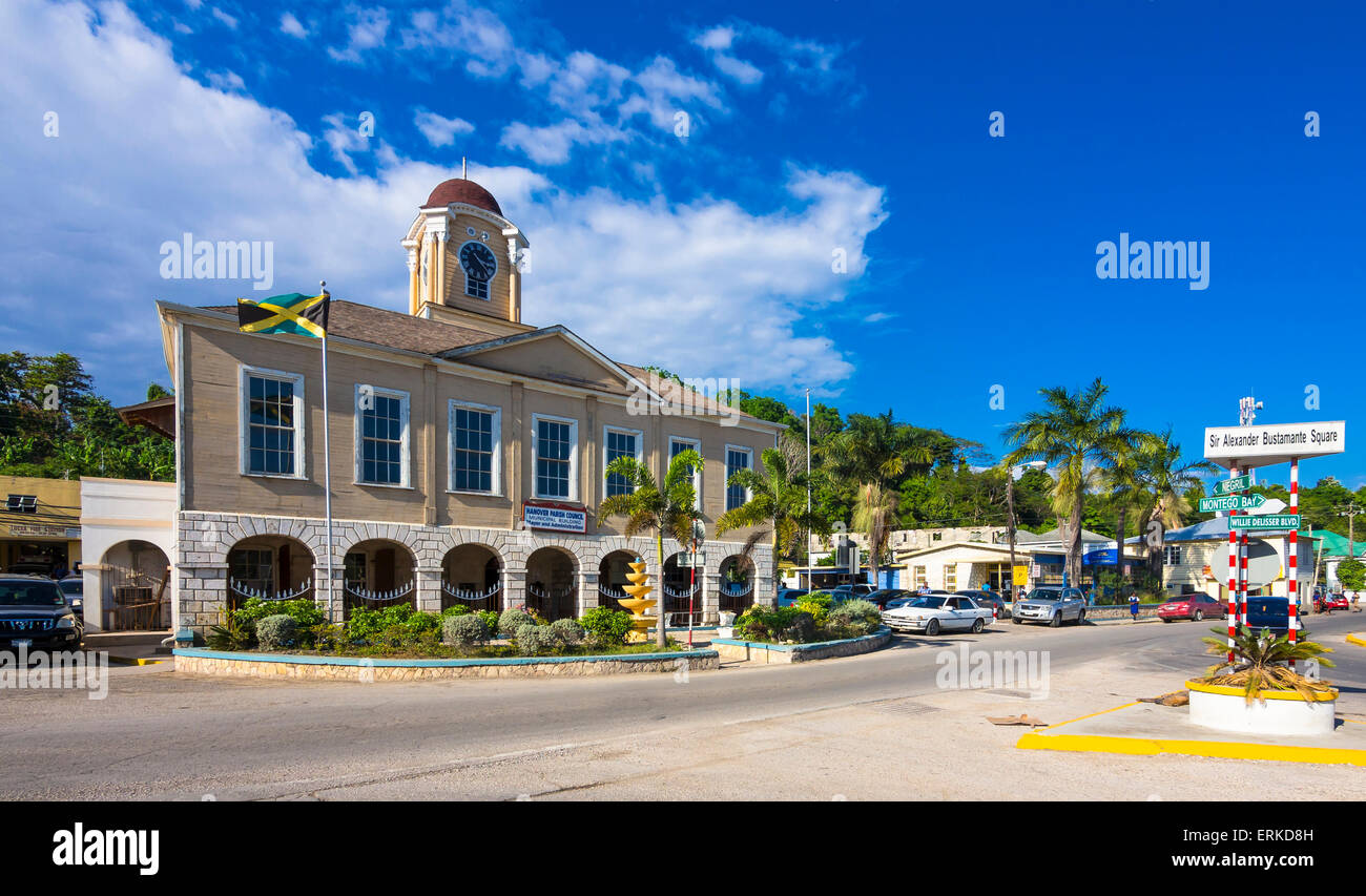 Town Hall, Lucea, Hanover Parish region, Jamaica Stock Photo