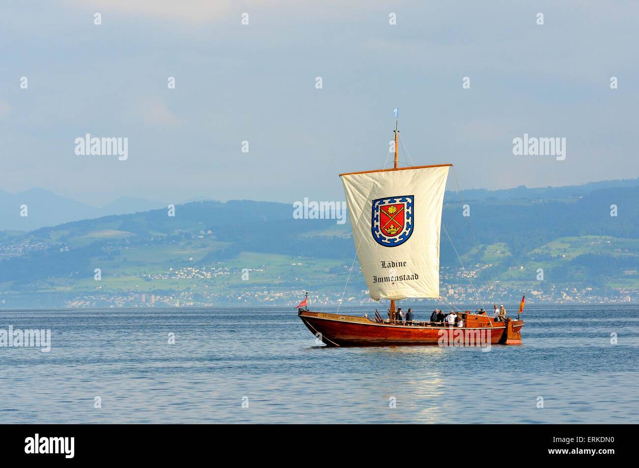 Lädine, a historic cargo sailship, Lake Constance, Baden-Wuerttemberg, Germany Stock Photo