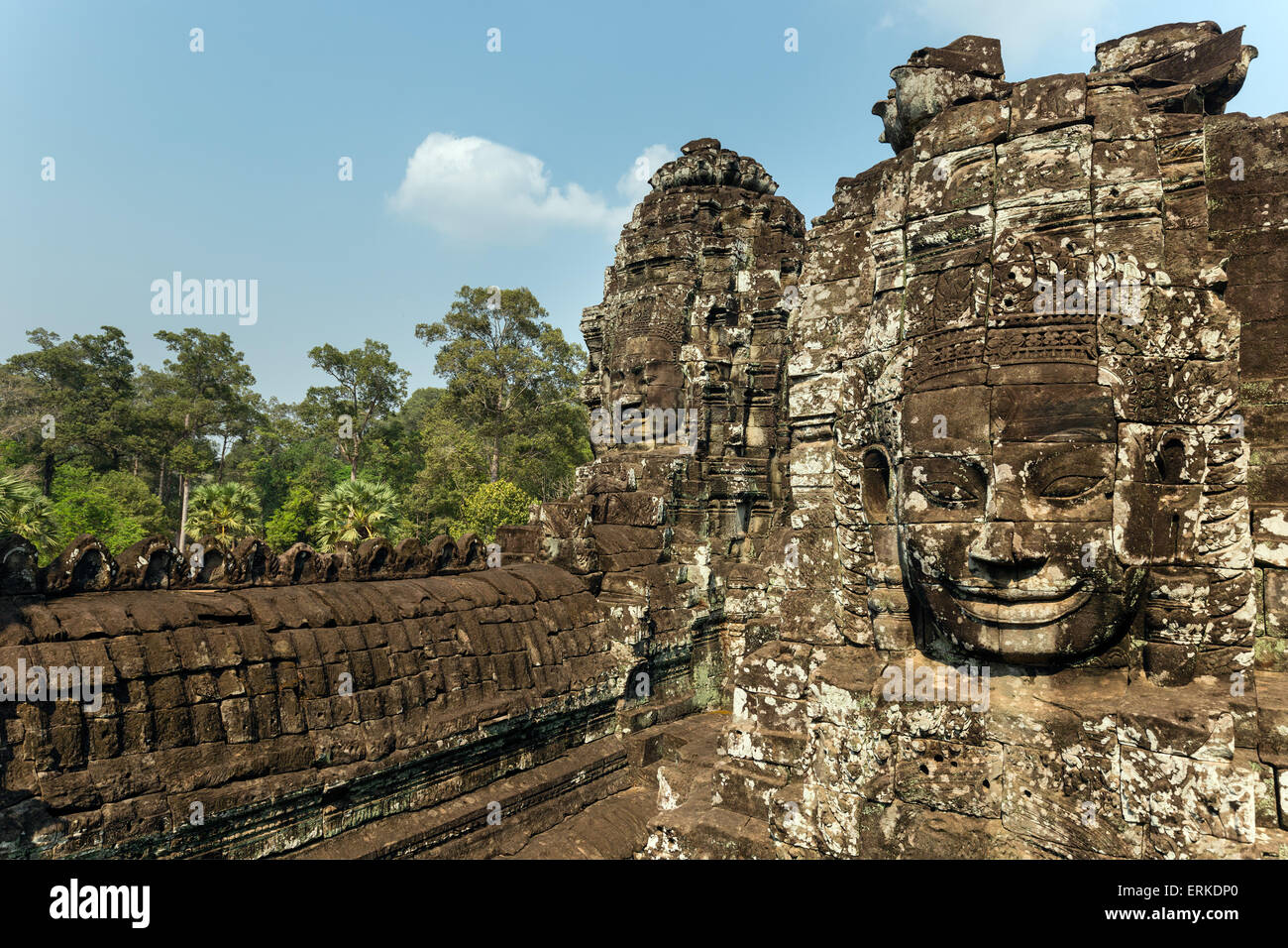 Faces of Bodhisattva Lokeshvara, Bayon Temple, Angkor Thom, Siem Reap, Cambodia Stock Photo