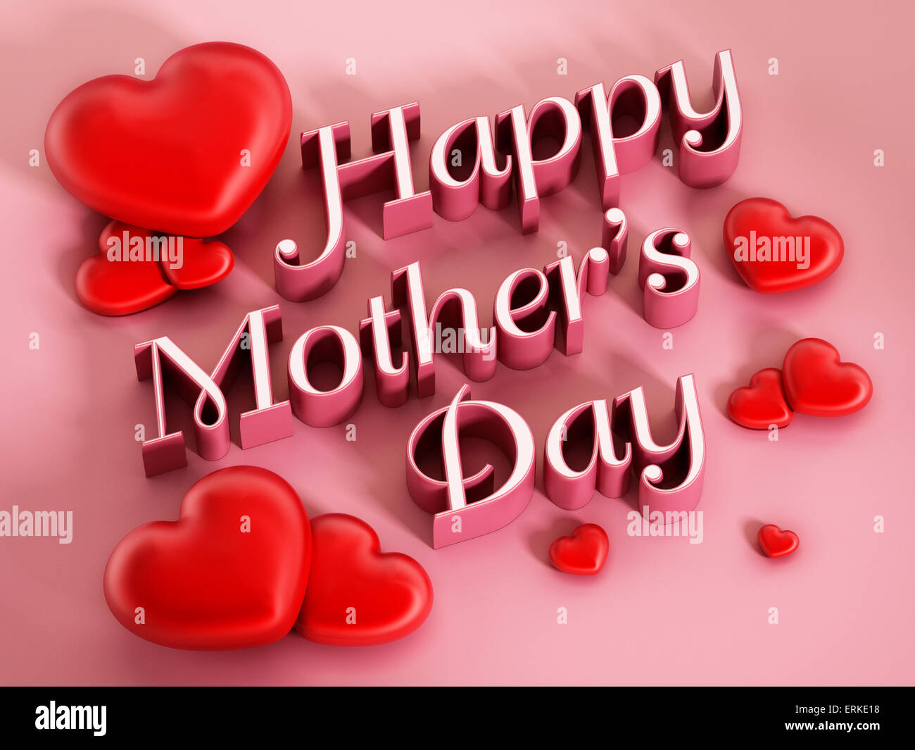 Happy mother's day text and hearts on pink background Stock Photo - Alamy