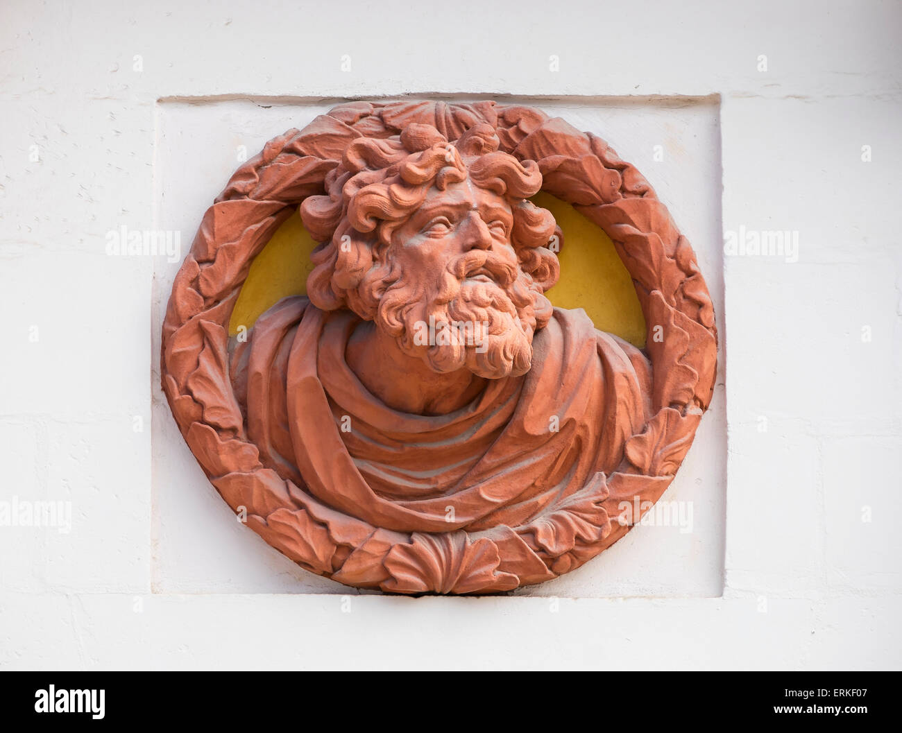 Relief medallion on the external facade of the old palace, Bayreuth, Upper Franconia, Franconia, Bavaria, Germany Stock Photo